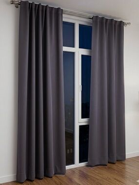 IKEA MAJGULL Dark Grey Blackout Curtains Set of 2 Window Panels 57x83